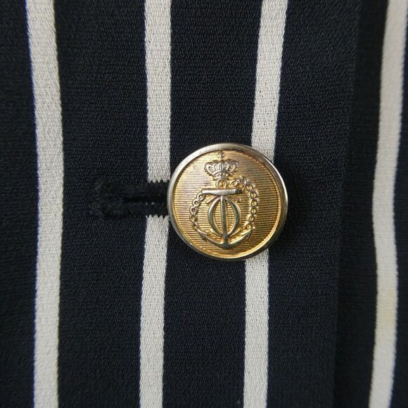 Arganni Gerolamo Short Sleeve Button Up Striped Career Vintage Blouse Black Gold - Picture 4 of 8